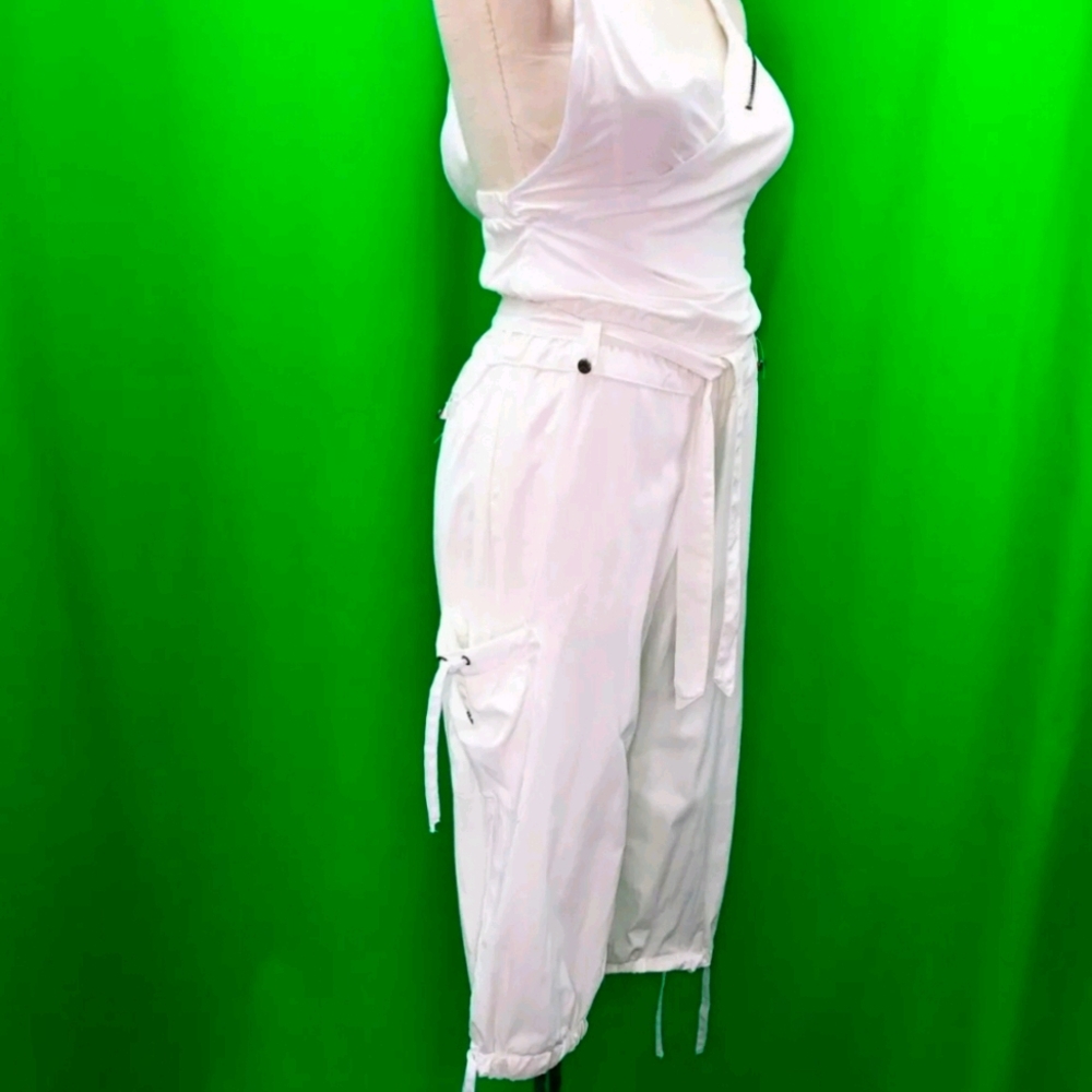 Sean John M White Sleeveless Backless Hooded Capri